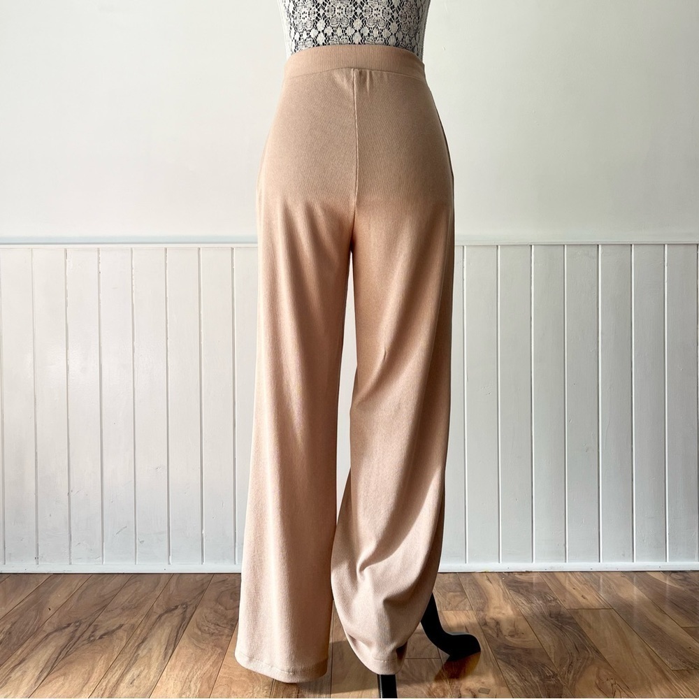 Zara Tan Knit High Waisted Wide Leg Trousers Size S - Picture 5 of 11